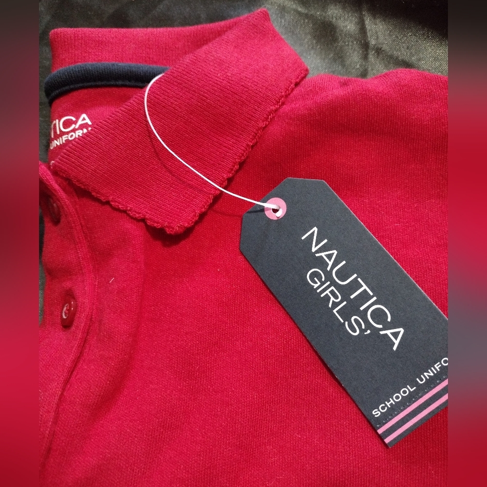 Nautica Girls Red Polo Shirt